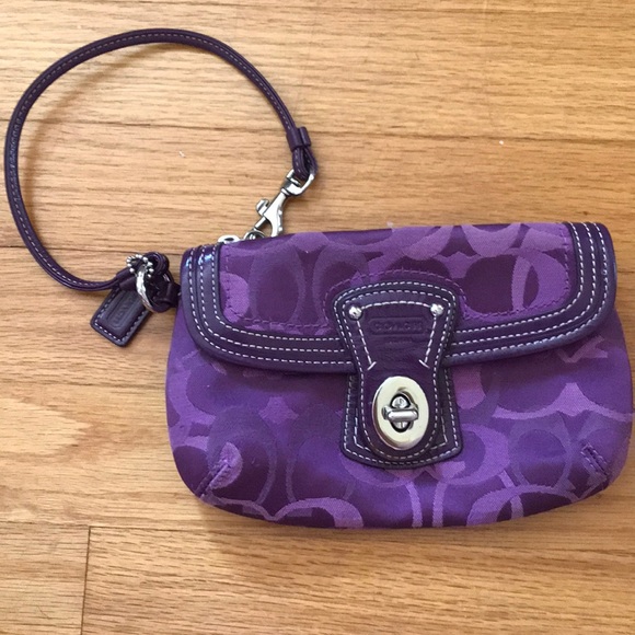 Coach Handbags - Coach signature purple wristlet